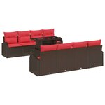 vidaXL Ensemble de canapé de jardin 9 Pièces Marron polyrotin