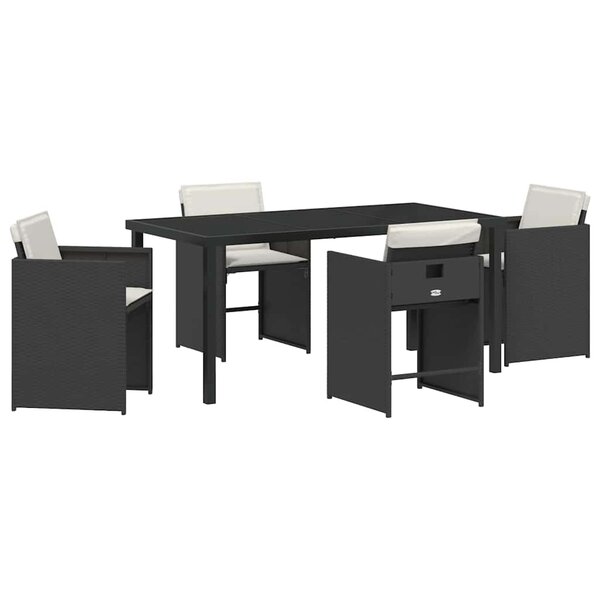 vidaXL Ensemble de salle à manger pour jardin 5 Pièces Noir polyrotin