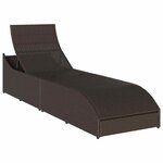 vidaXL Chaise longue pliante coussin rangement marron résine tressée