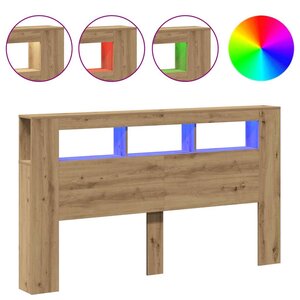 vidaXL Tête de lit à LED chêne artisanal 180x18 5x103 5 cm