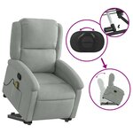 vidaXL Fauteuil de massage inclinable Gris clair Velours