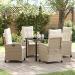 vidaXL Ensemble de mobilier de jardin 5 pièces avec coussins beige poly rattan