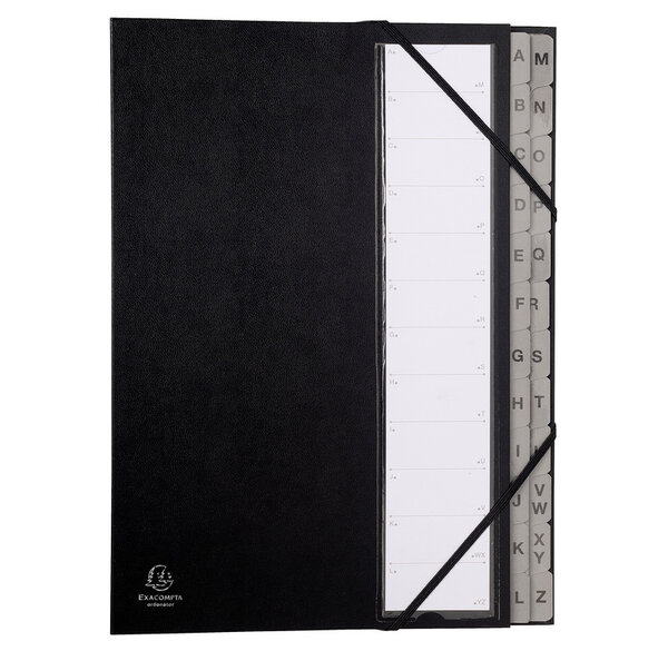 Trieur Ordonator 24 Compartiments Dos Extensible Alphabétiques Noir EXACOMPTA