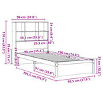 vidaXL Lit bibliothèque sans matelas blanc 90x190cm bois de pin massif