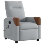 vidaXL Fauteuil de massage inclinable Gris clair Tissu