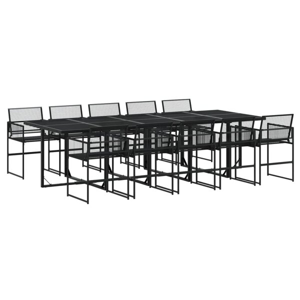 vidaXL Ensemble à manger de jardin 11 Pièces noir résine tressée