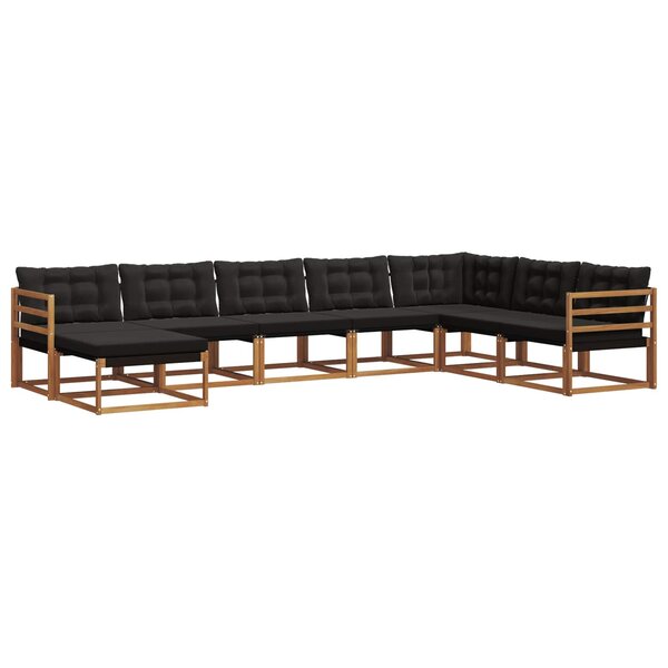 vidaXL Ensemble de canapés d'extérieur 8 pc Naturel et Noir