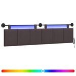 vidaXL Tête de lit suspendue Avec lumière LED Marron foncé Tissu