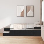 vidaXL Lit de rangement Noir Chêne 90x190 cm