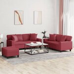 vidaXL Ensemble de canapés 3 Pièces et coussins rouge bordeaux similicuir