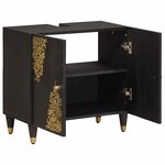 vidaXL Armoire d'évier Noir 62 x 33 x 58 cm Bois de mangue massif
