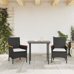 vidaXL Chaises de jardin avec coussins lot de 2 noir résine tressée