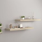 vidaXL Étagères murales flottantes 2 Pièces Chêne 80x23 5x3 8 cm MDF