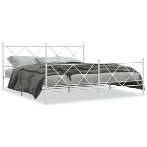 vidaXL Cadre de lit métal sans matelas et pied de lit blanc 183x213 cm