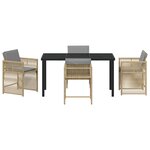 vidaXL Set de Salle à Manger de Jardin de 5 Pièces avec Coussins Rattan Poly Beige