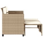 vidaXL Canapé de jardin 2 places avec table et tabourets beige rotin