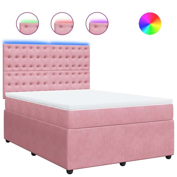 vidaXL Sommier à lattes de lit avec matelas Rose 140x200 cm Velours