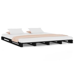 vidaXL Lit de palette sans matelas noir bois massif