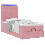 vidaXL Cadre de lit ottoman avec matelas rose 90x200 cm velours