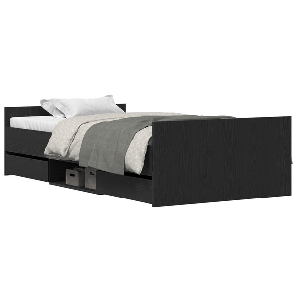 vidaXL Cadre de lit Chêne noir 203 x 103 x 50 cm Bois d'ingénierie