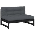 vidaXL Canapé central 120x80 cm noir bois de pin massif