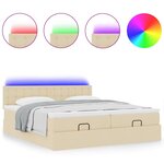 VidaXL Cadre de lit ottoman avec matelas crème 200x200cm tissu