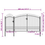 vidaXL Portail de jardin Acier 2 45 x 4 m Noir