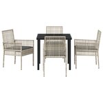 vidaXL Ensemble de Salle à Manger de Jardin 5 Pièces avec Coussins en Poly Rattan Gris Clair