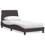 vidaXL Lit avec matelas marron foncé 90x190 cm tissu