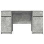 vidaXL Bureau avec porte Gris béton 140 x 49 x 76 cm Bois d'ingénierie