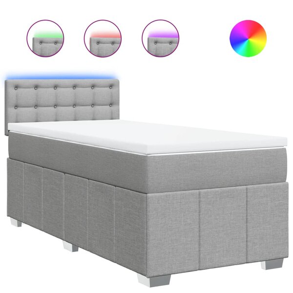vidaXL Sommier à lattes de lit et matelas Gris clair 90x190 cm Tissu