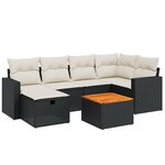 vidaXL Salon de jardin 7 Pièces avec coussins noir résine tressée