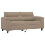 vidaXL Canapé 2 places avec oreillers taupe 140 cm tissu microfibre