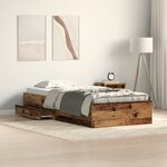 vidaXL Cadre de Lit Bois Vieilli 90x190 cm Bois d'Ingénierie