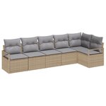 Ensemble de Canapés de Jardin 6 Pièces avec Coussins Beige Poly Rotin