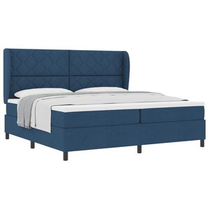 vidaXL Lit à ressorts avec matelas Bleu 200 x 200 cm tissu