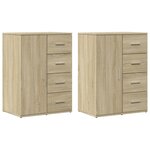 vidaXL Buffets 2 Pièces chêne sonoma 59x39x80 cm bois d'ingénierie