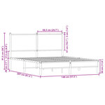 vidaXL Cadre de lit en métal sans matelas chêne fumé 140x200 cm