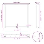 vidaXL Pieds de table à manger en U  3 pièces  acier naturel  90 x (72-73) cm