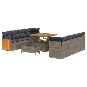 vidaXL Ensemble de canapé de jardin avec coussin 11 Pièces Gris