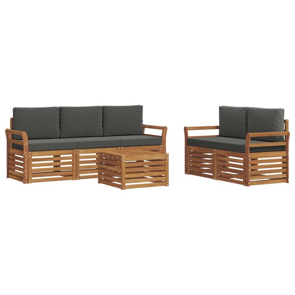 vidaXL Ensemble de canapés d'extérieur 6 pc Naturel et Anthracite