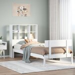 vidaXL Lit bibliothèque sans matelas blanc 90x200cm bois de pin massif