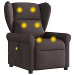 vidaXL Fauteuil de massage inclinable Marron foncé Tissu