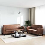 vidaXL Ensemble de canapés 2 Pièces Daim synthétique Marron