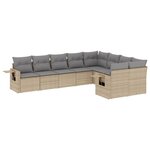 vidaXL Salon de jardin avec coussins 9 Pièces beige résine tressée