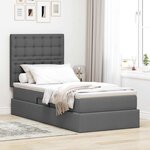 vidaXL Lit de rangement LED avec matelas Gris foncé 100 x 200 cm Tissu