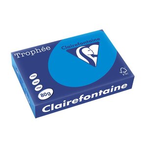 Ramette 500 Feuilles Papier 80g A4 210x297 mm Bleu turquoise x 5 CLAIREFONTAINE