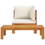 vidaXL Salon de jardin avec coussins 2 Pièces bois massif acacia