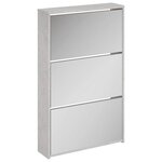 vidaXL Armoire à chaussures miroir 3 niveaux Gris béton 63x17x102 5 cm