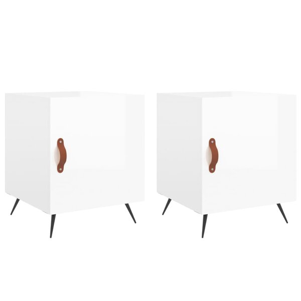 vidaXL Tables de chevet 2 Pièces blanc brillant 40x40x50 cm